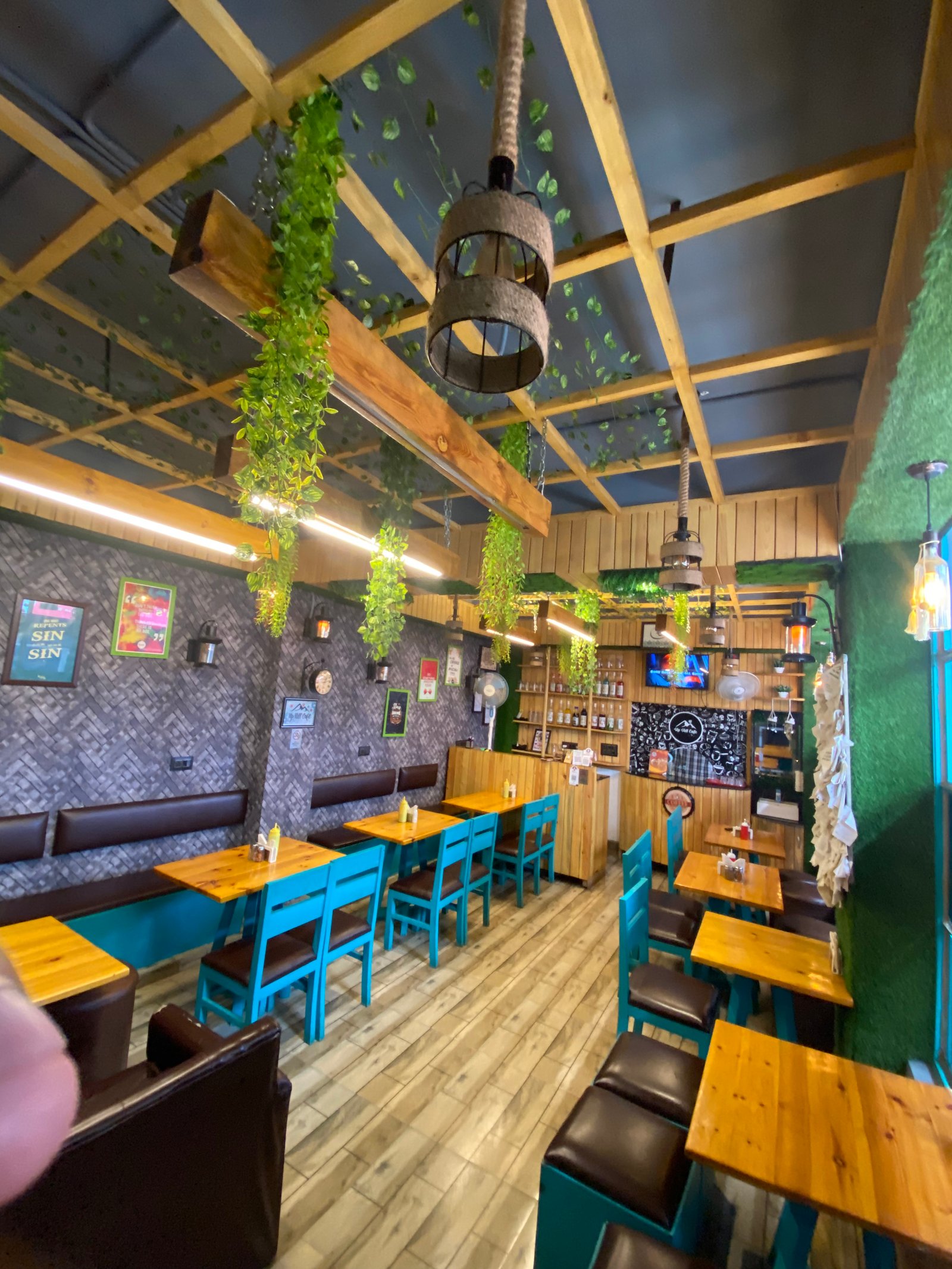 Uphill Cafe exterior and interior